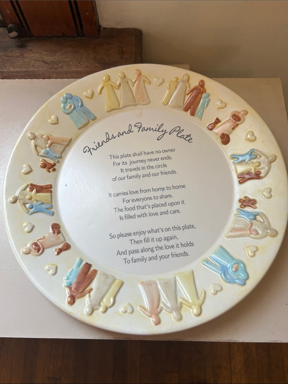 Friends and Family Ceramic Serving Plate - Multicolor Handpainted